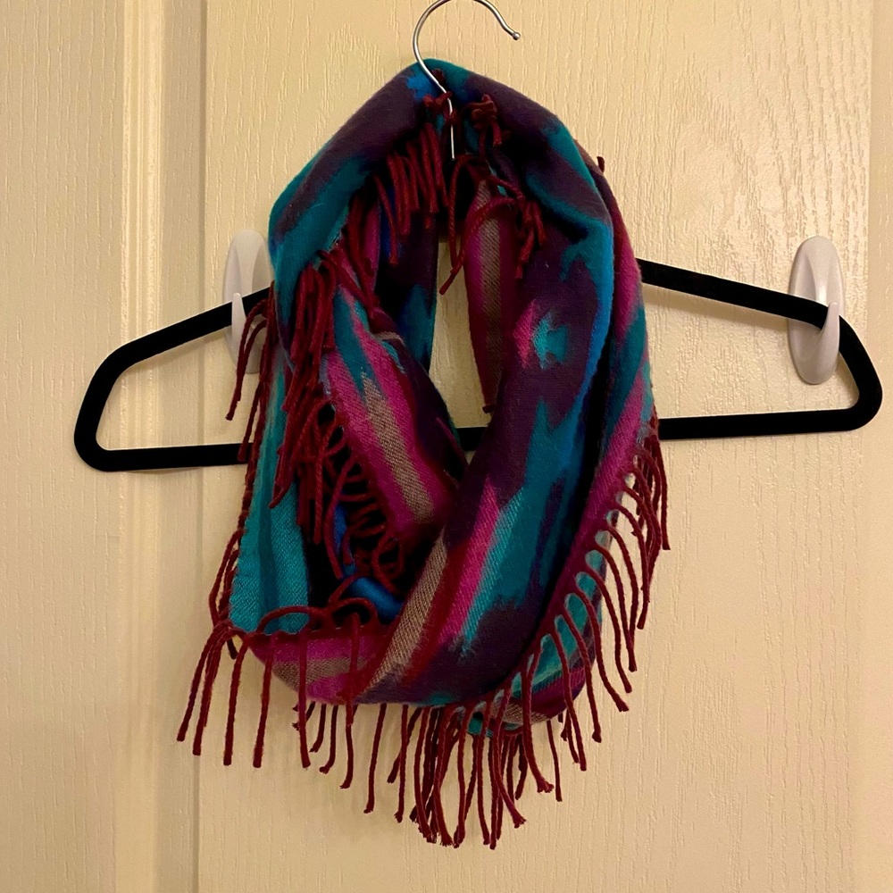 Multicolored Infinity Scarf with Tassels - Picture 1 of 4